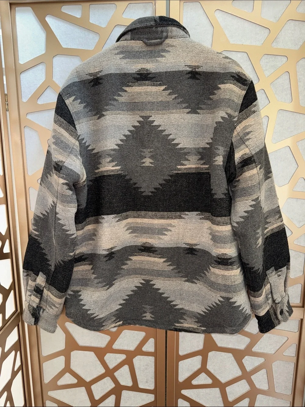 Jachs New York Southwestern Sherpa-Lined Wool Blend Shirt Jacket